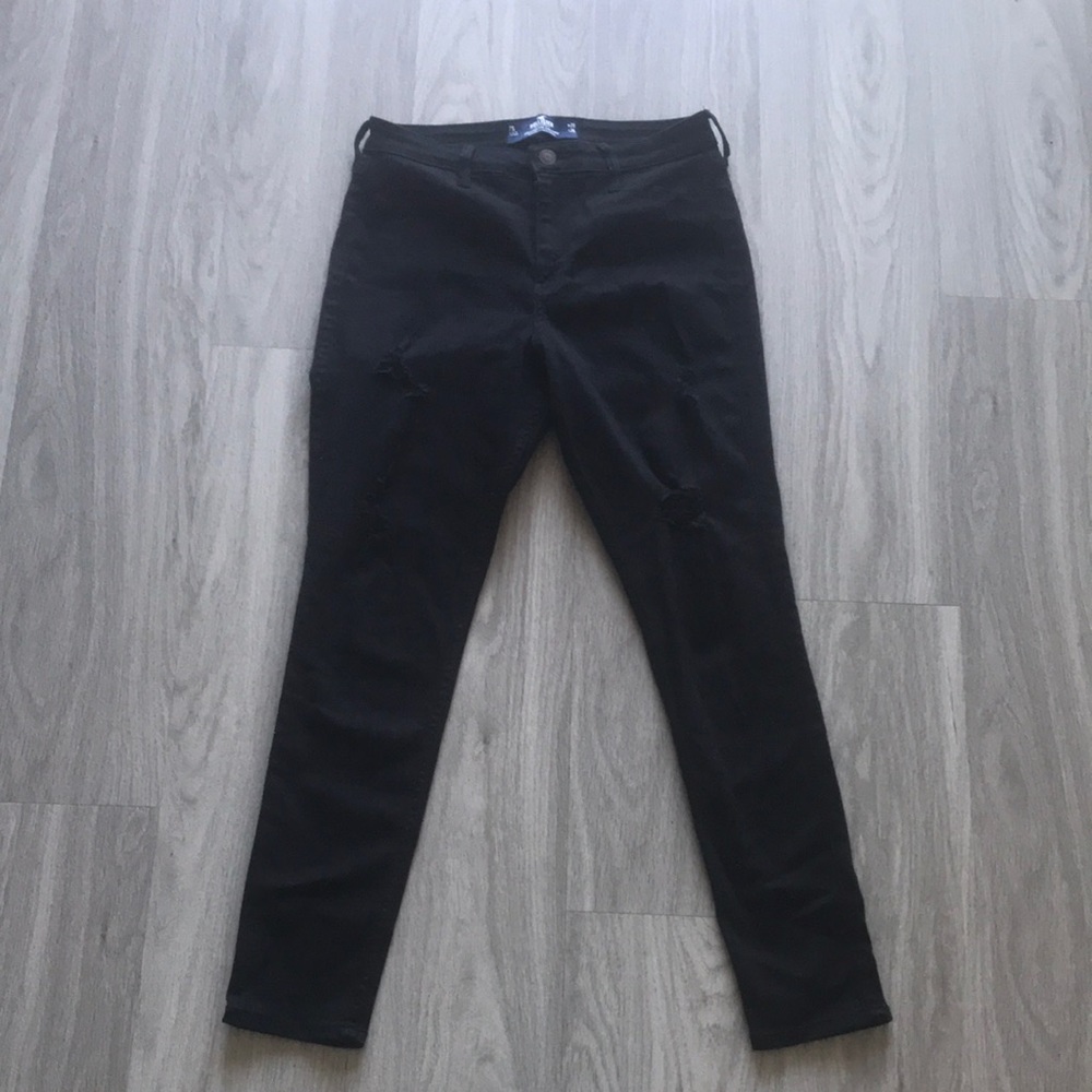 Black ripped Hollister high rise jean leggings